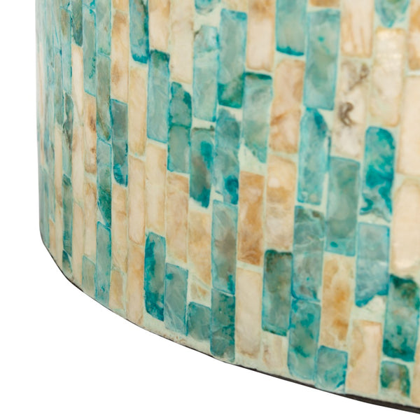 Safavieh Presley Round Accent Table - Mosaic Oceanic Blue & Gold Finish, Perfect For Small Spaces & Styling ACC1801A