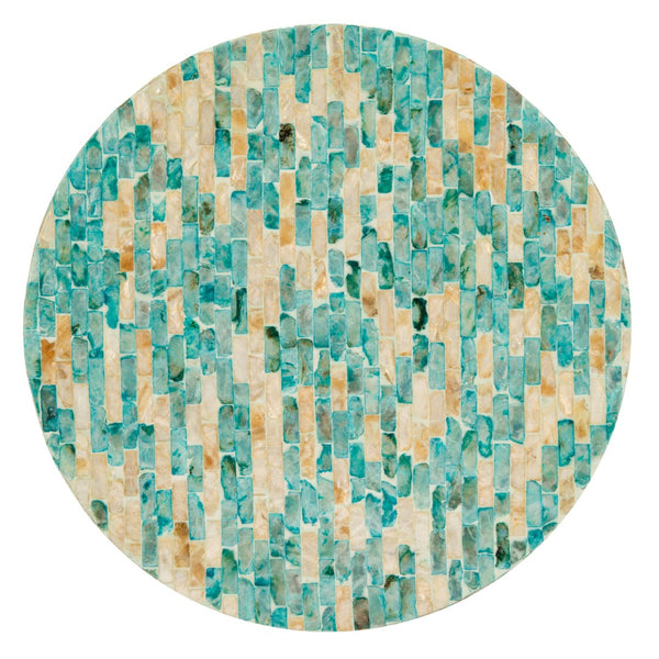 Safavieh Presley Round Accent Table - Mosaic Oceanic Blue & Gold Finish, Perfect For Small Spaces & Styling ACC1801A