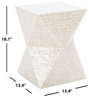 Safavieh Milan Accent Table: Modern Faceted Design With Capiz Shell Inlay For Coastal-Inspired Elegance ACC1802A