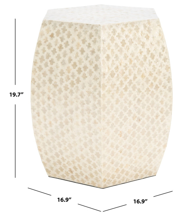 Safavieh Rylie Accent Table - Modern Mediterranean Elegance With White Capiz Inlay For Glamorous Interiors ACC1803A