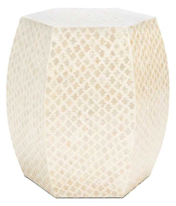 Safavieh Rylie Accent Table - Modern Mediterranean Elegance With White Capiz Inlay For Glamorous Interiors ACC1803A