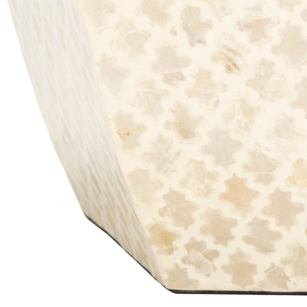 Safavieh Rylie Accent Table - Modern Mediterranean Elegance With White Capiz Inlay For Glamorous Interiors ACC1803A