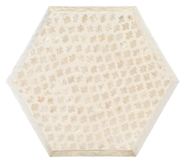 Safavieh Rylie Accent Table - Modern Mediterranean Elegance With White Capiz Inlay For Glamorous Interiors ACC1803A