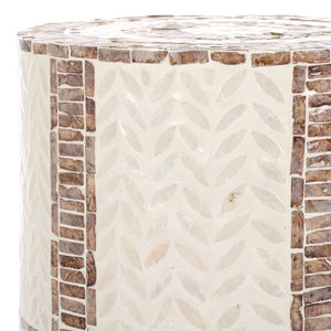 Safavieh Keary Round Accent Table White / Gold 13" x 13" x 18.9"