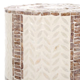 Safavieh Keary Round Accent Table White / Gold 13" x 13" x 18.9"