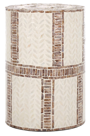 Safavieh Keary Round Accent Table White / Gold 13" x 13" x 18.9"