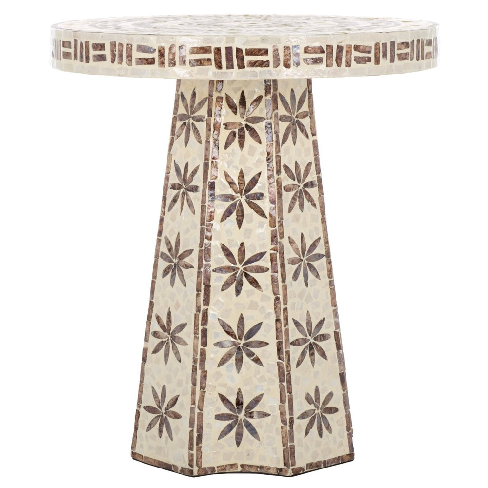 Safavieh Keerin Accent Table - Sculptural Round Design With Capiz Inlay & Elegant Gold Finish For Any Room ACC1805A