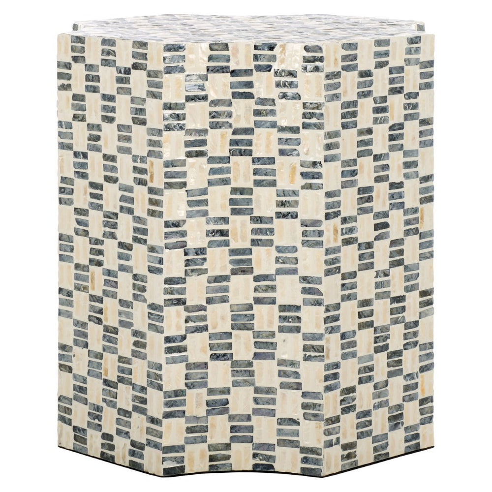 Safavieh Lindar Sculptural Accent Table With Capiz Inlay - Elegant Black & White Design For Small Spaces ACC1807A