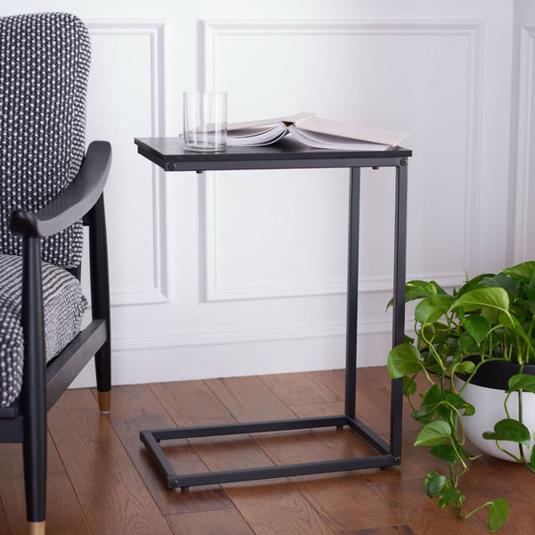 Safavieh Bodhi C-Shaped Side Table: Sleek Black Steel And Mdf Design For Modern Small-Space Living Solutions ACC2000A