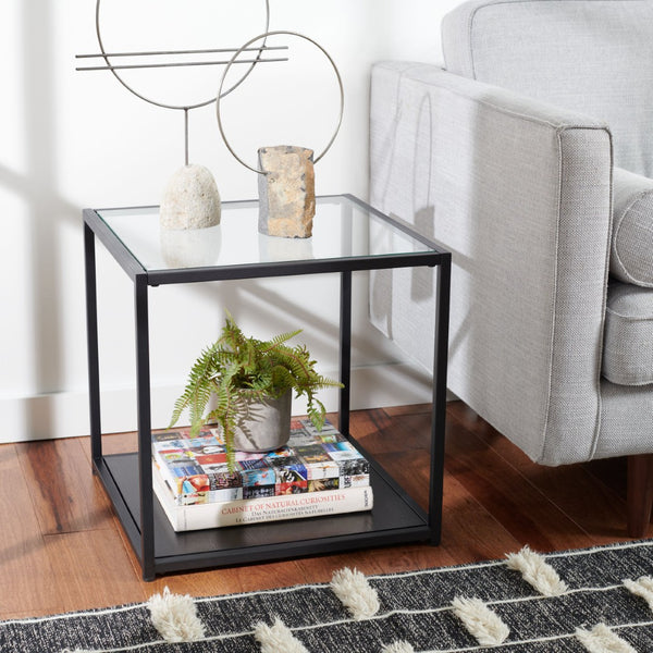 Safavieh Ackley End Table - Modern Minimalist Design With Glass Top & Lower Shelf For Stylish Storage Solutions ACC2001A