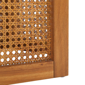 Safavieh Danez Hexagon Cane Accent Table White Faux Marble / Natural 19.7" x 17.1" x 20"