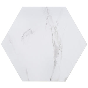 Safavieh Danez Hexagon Cane Accent Table White Faux Marble / Natural 19.7" x 17.1" x 20"