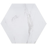 Safavieh Danez Hexagon Cane Accent Table White Faux Marble / Natural 19.7" x 17.1" x 20"