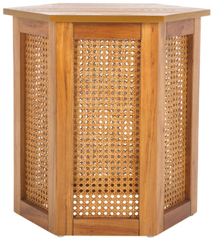 Safavieh Danez Hexagon Cane Accent Table Natural / Natural 19.7" x 17.1" x 20"