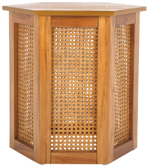 Safavieh Danez Hexagon Cane Accent Table Natural / Natural 19.7" x 17.1" x 20"