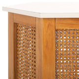 Safavieh Danez Hexagon Cane Accent Table White / Natural 19.7" x 17.1" x 20"