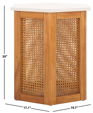 Safavieh Danez Hexagon Cane Accent Table White / Natural 19.7" x 17.1" x 20"