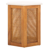 Safavieh Danez Hexagon Cane Accent Table White / Natural 19.7" x 17.1" x 20"