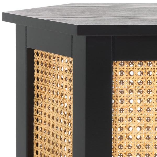 Safavieh Danez Hexagon Cane Accent Table Black / Natural 19.7" x 17.1" x 20"