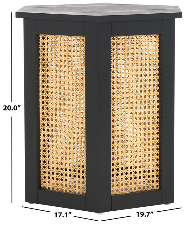 Safavieh Danez Hexagon Cane Accent Table Black / Natural 19.7" x 17.1" x 20"