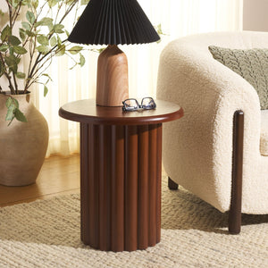Safavieh Monka Round End Table – Modern Minimalist Mdf Table Perfect For Small Spaces And Stylish Decor Confirmed Walnut ACC2304A