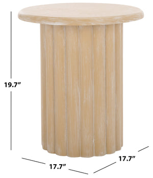 Safavieh Monka Round End Table – Modern Minimalist Mdf Table Perfect For Small Spaces And Stylish Decor Bleached White 2 ACC2304C