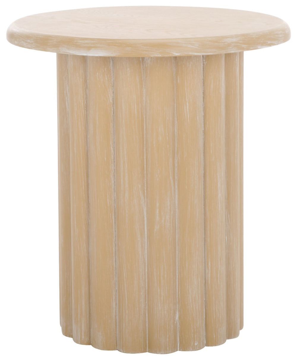 Safavieh Monka Round End Table - Rustic Elegance For Contemporary Living, Perfect For Any Home Decor Style Bleached White Wood Acc2304c