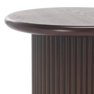 Safavieh Agami Round Accent Table - Dark Brown Wood Elegance For Stylish Living Spaces & Rustic Charm Dark Brown Wood Acc2305a