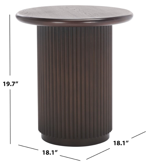 Safavieh Agami Round Accent Table - Dark Brown Wood Elegance For Stylish Living Spaces & Rustic Charm Dark Brown Wood Acc2305a