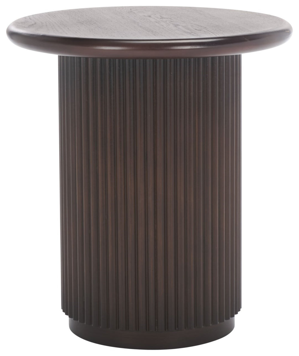 Safavieh Agami Round Accent Table - Dark Brown Wood Elegance For Stylish Living Spaces & Rustic Charm Dark Brown Wood Acc2305a