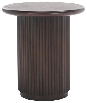 Safavieh Agami Round Accent Table - Dark Brown Wood Elegance For Stylish Living Spaces & Rustic Charm Dark Brown Wood Acc2305a