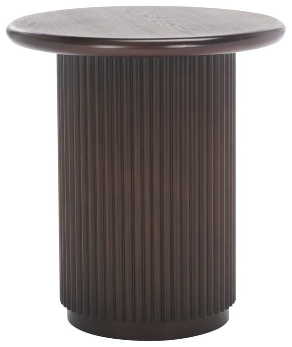 Safavieh Agami Round Accent Table - Dark Brown Wood Elegance For Stylish Living Spaces & Rustic Charm Dark Brown Wood Acc2305a