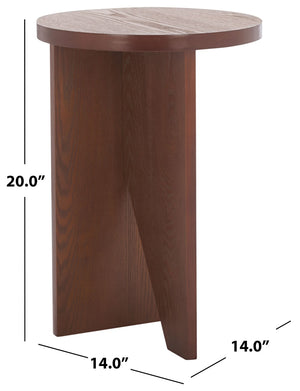 Safavieh Barashi Round End Table - Timeless Accent Piece With Compact Design For Living Room Or Bedroom Use Confirmed Walnut ACC2307A