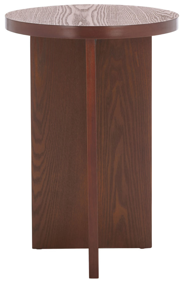 Safavieh Barashi Round End Table - Timeless Accent Piece With Compact Design For Living Room Or Bedroom Use Confirmed Walnut ACC2307A