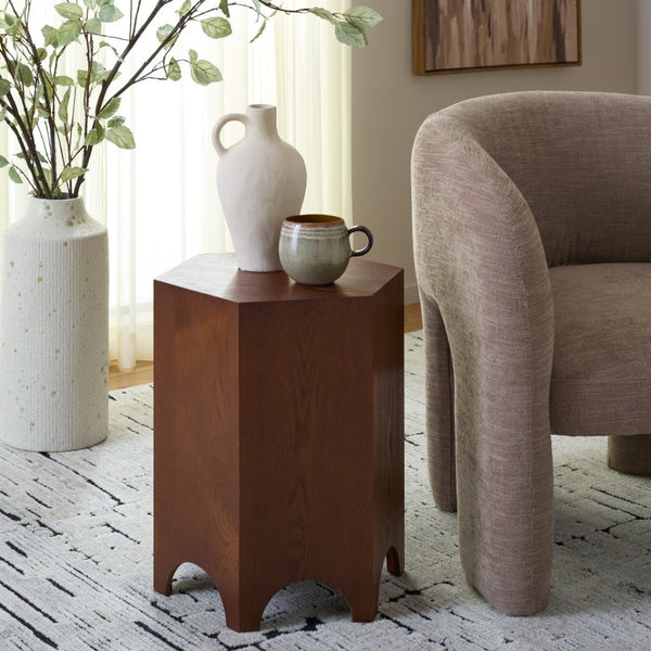 Safavieh Barahan End Table – Stylish Accent Piece For Modern Living Rooms, Compact Design, And Durable Finish Confirmed Walnut ACC2309B