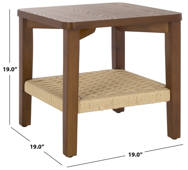 Safavieh Raki Compact End Table With Rope-Woven Shelf - Modern Accent Piece For Living Room And Bedroom Confirmed Walnut In Woven Shelf ACC2312A