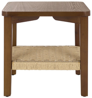 Safavieh Raki Compact End Table With Rope-Woven Shelf - Modern Accent Piece For Living Room And Bedroom Confirmed Walnut In Woven Shelf ACC2312A