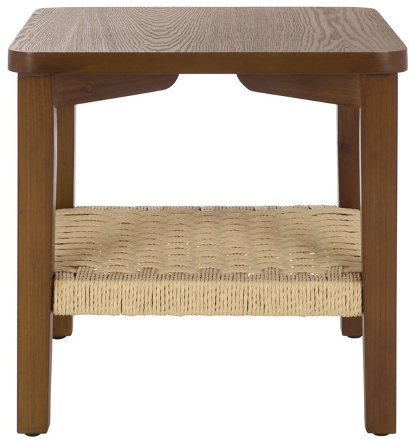 Safavieh Raki Compact End Table With Rope-Woven Shelf - Modern Accent Piece For Living Room And Bedroom Confirmed Walnut In Woven Shelf ACC2312A