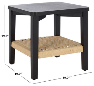 Safavieh Raki Compact End Table With Rope-Woven Shelf - Modern Accent Piece For Living Room And Bedroom Black/ Natural ACC2312B