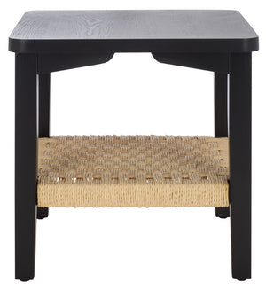 Safavieh Raki Compact End Table With Rope-Woven Shelf - Modern Accent Piece For Living Room And Bedroom Black/ Natural ACC2312B
