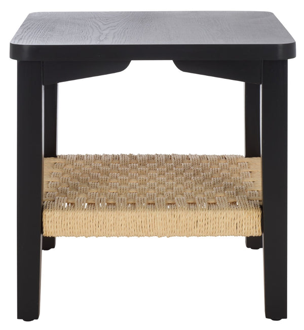 Safavieh Raki Compact End Table With Rope-Woven Shelf - Modern Accent Piece For Living Room And Bedroom Black/ Natural ACC2312B