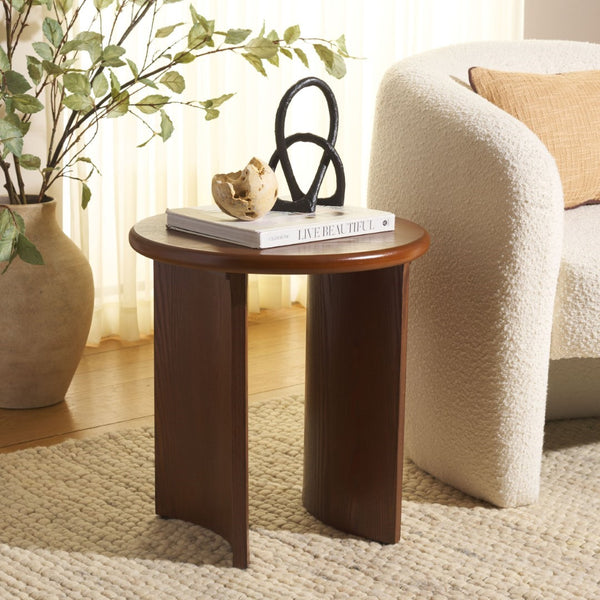 Safavieh Alanka Round End Table – Elevate Your Living Space With Stylish Design And Sturdy Craftsmanship Walnut Wood Acc2314a