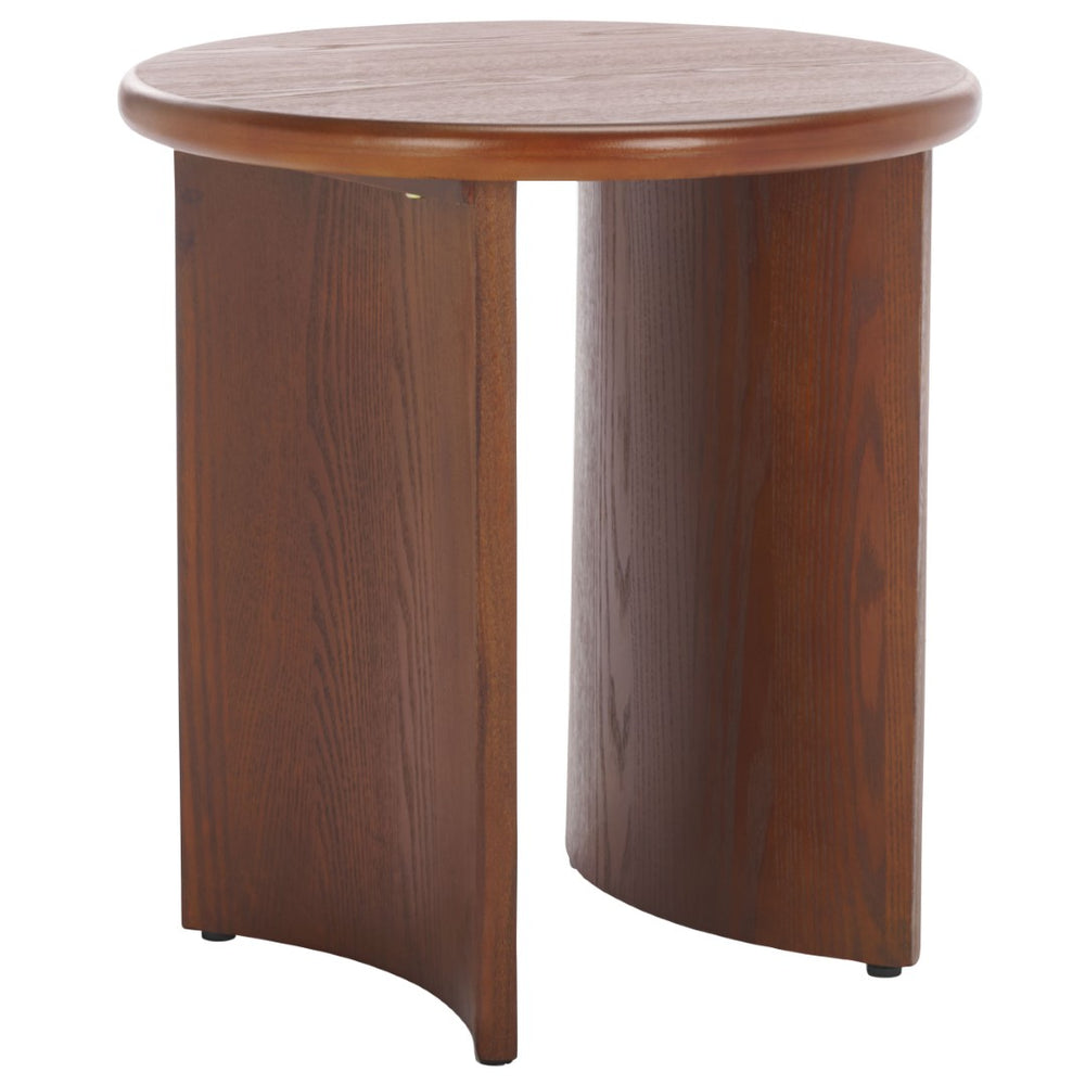 Safavieh Alanka Round End Table – Versatile Accent Piece With Rich Veneer Finish For Modern Living Spaces Confirmed Walnut ACC2314A