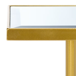 Safavieh Paku Square Side Table - Elegant Gold & Mirror Design, Stylish Metal Frame For Luxurious Living Spaces Gold ,Mirror Metal Acc2324a