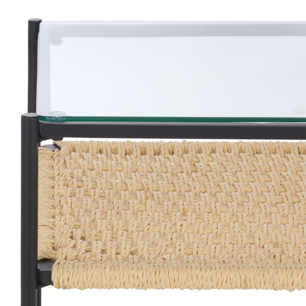 Safavieh Omaka 1 Shelf End Table - Stylish Natural & Black Design With Clear Glass, Perfect For Any Space! Natural ,Black Metal Acc2325a