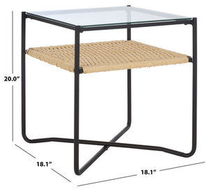 Safavieh Omaka 1 Shelf End Table - Stylish Natural & Black Design With Clear Glass, Perfect For Any Space! Natural ,Black Metal Acc2325a