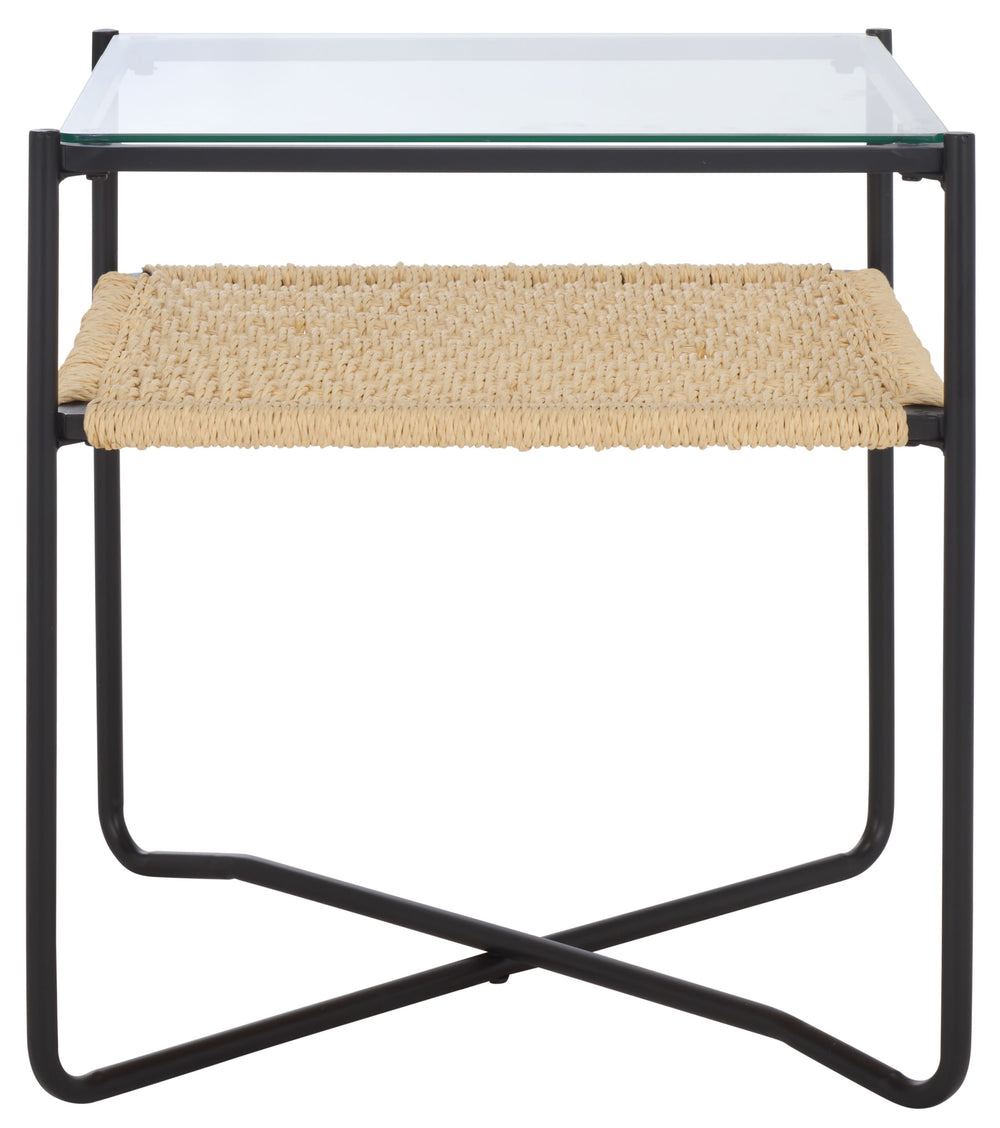 Safavieh Omaka 1 Shelf End Table - Stylish Natural & Black Design With Clear Glass, Perfect For Any Space! Natural ,Black Metal Acc2325a