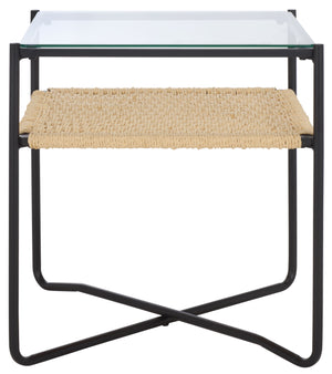 Safavieh Omaka 1 Shelf End Table - Stylish Natural & Black Design With Clear Glass, Perfect For Any Space! Natural ,Black Metal Acc2325a