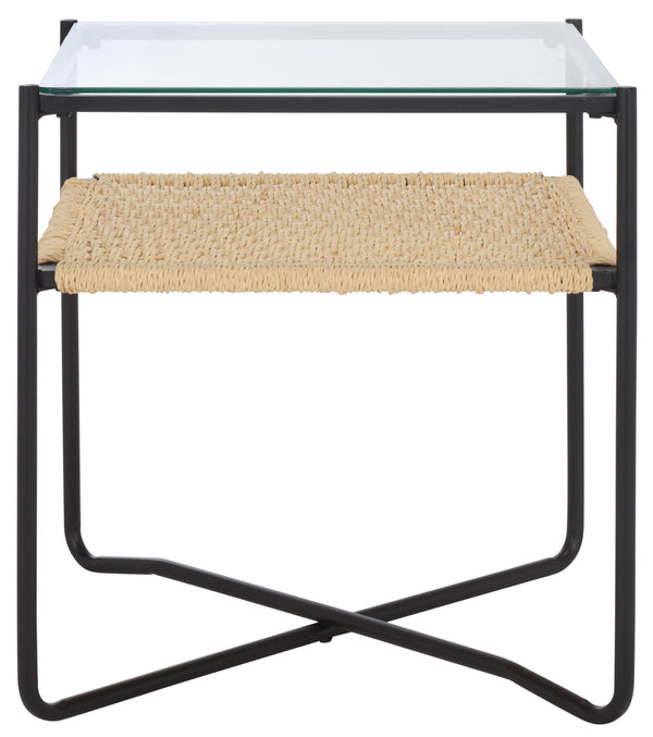 Safavieh Omaka 1 Shelf End Table - Stylish Natural & Black Design With Clear Glass, Perfect For Any Space! Natural ,Black Metal Acc2325a