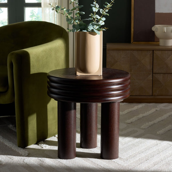 Safavieh Ohana Accent Table - Rustic Elegance In Dark Brown Pine Wood, Perfect For Modern & Traditional Spaces ACC2327A